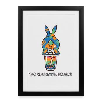 Bubble Tea Boba Drôle de Lapin mignon - Affiche encadrée (27 × 37 cm) - noir - Devant
