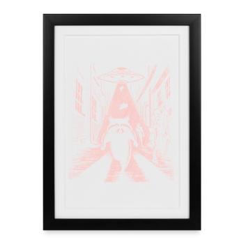 UFO Palace in the Mirror Forest Raccoon - Framed poster (27 × 37 cm) - black - Front