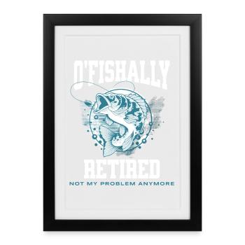 Jeu de mots Ofishally Retired - Affiche encadrée (27 × 37 cm) - noir - Devant