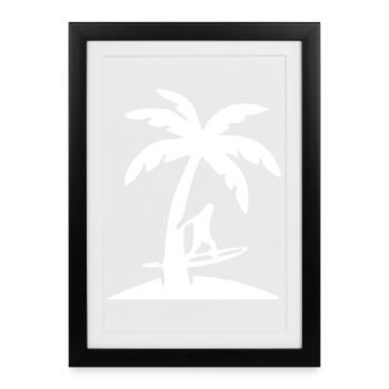 surf surfer palm tree gift summer vacation - Framed poster (27 × 37 cm) - black - Front