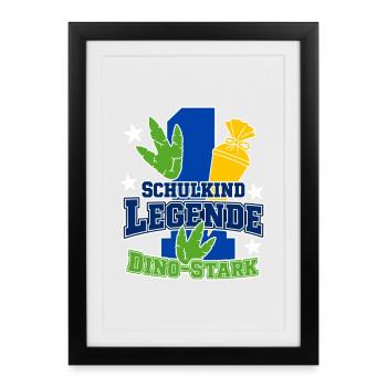 Einschulung Dinosaurier Schulkind Legende Dino-sta - Framed poster (27 × 37 cm) - black - Front