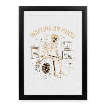 Skeleton in the workshop – waiting for parts - Framed poster (27 × 37 cm) - black - Front