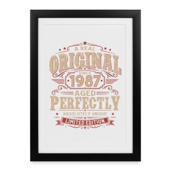Cadeau pour 39e anniversaire Mari Vintage original 1987 - Affiche encadrée (27 × 37 cm) - noir - Devant