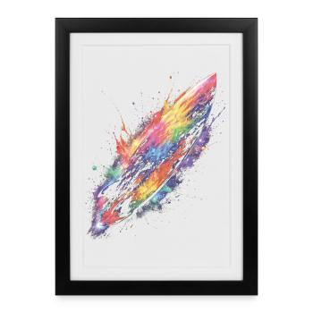 Multicolor Surfboard Splash Art Ocean - Framed poster (27 × 37 cm) - black - Front