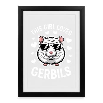 Dictons mongols des rats de course cadeau des gerbilles - Affiche encadrée (27 × 37 cm) - noir - Devant