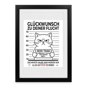Glückwunsch zur Flucht Abschied Kollege - Gerahmtes Poster (27 × 37 cm) - Schwarz - Vorne