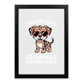 Cadeau de la parole du chien léopard Catahoula de Louisiane - Affiche encadrée (27 × 37 cm) - noir - Devant
