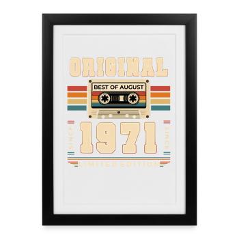 Cadeau du 55e anniversaire Août 1971 - Affiche encadrée (27 × 37 cm) - noir - Devant