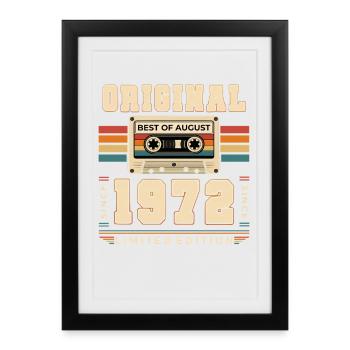 Cadeau du 54e anniversaire Août 1972 - Affiche encadrée (27 × 37 cm) - noir - Devant