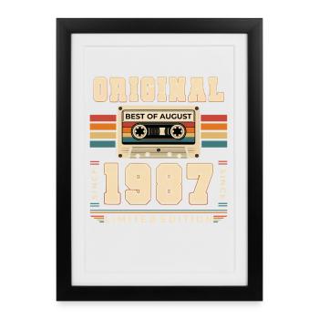 Cadeau du 39e anniversaire Vintage août 1987 - Affiche encadrée (27 × 37 cm) - noir - Devant
