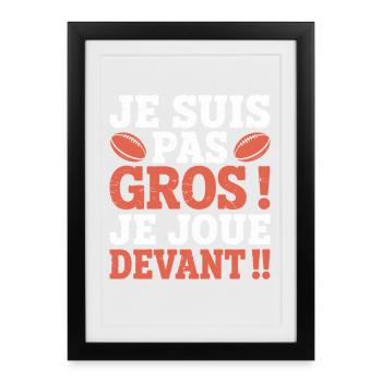 Rugby Cadeau humour personnalisé - Affiche encadrée (27 × 37 cm) - noir - Devant