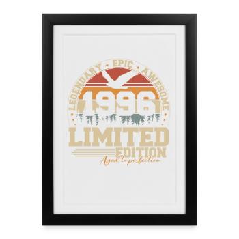 Cadeau d’anniversaire vintage vintage 1996 - Affiche encadrée (27 × 37 cm) - noir - Devant