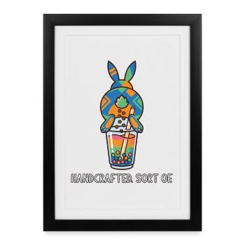 Cute Bunny Funny Boba Bubble Tea - Framed poster (27 × 37 cm) - black - Front