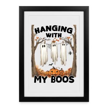Halloween Ghost Friends Autumn Humor Scary Motif - Framed poster (27 × 37 cm) - black - Front