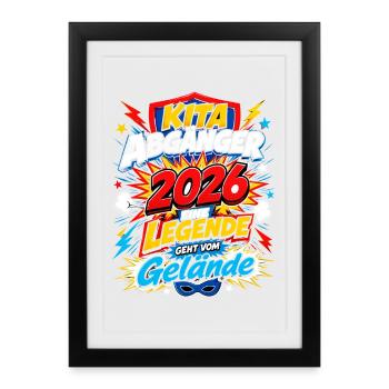 Kita Abgänger 2026 im Superhelden-Comic - Gerahmtes Poster (27 × 37 cm) - Schwarz - Vorne
