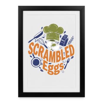 Petit-déjeuner Brunch Drôle Café Œufs brouillés - Affiche encadrée (27 × 37 cm) - noir - Devant