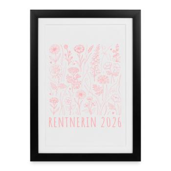 Retiree 2026 Wildflower Pattern Retirement - Framed poster (27 × 37 cm) - black - Front