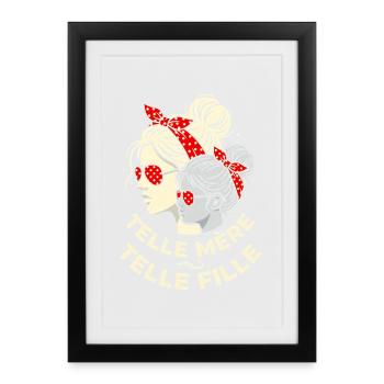 Telle Mère Telle Fille Rétro Bandana - Affiche encadrée (27 × 37 cm) - noir - Devant