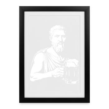 Ancien Sage avec une chope de bière - Affiche encadrée (27 × 37 cm) - noir - Devant