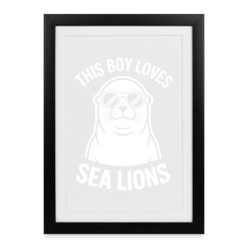 Paroles du Lion de Mer Cadeau drôle du Lion de mer - Affiche encadrée (27 × 37 cm) - noir - Devant