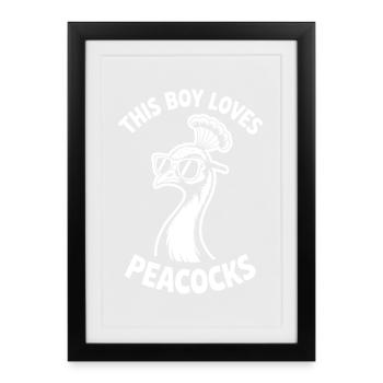 Paroles du paon Oiseau Paon Drôle de cadeau de paon - Affiche encadrée (27 × 37 cm) - noir - Devant