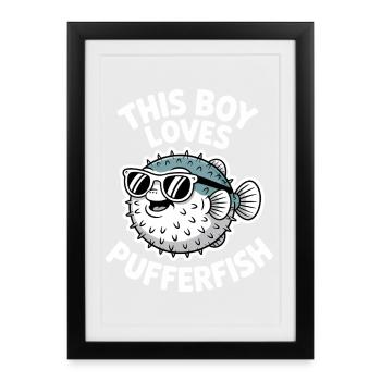 Expressions du poisson-globe : Cadeau amusant du poisson-globe - Affiche encadrée (27 × 37 cm) - noir - Devant