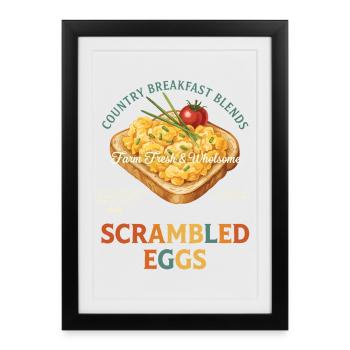 Petit-déjeuner Mélanges de petit-déjeuner Œufs brouillés - Affiche encadrée (27 × 37 cm) - noir - Devant