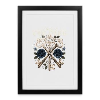 Débloquez les Dark Gothic Key Blue Roses - Affiche encadrée (27 × 37 cm) - noir - Devant