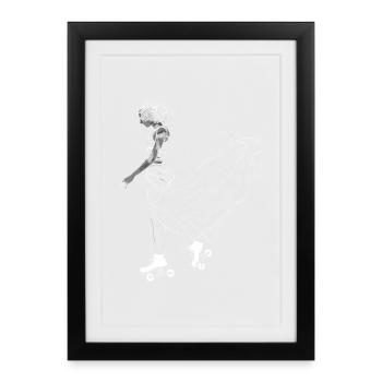 Art en ligne du patineur à roulettes - Affiche encadrée (27 × 37 cm) - noir - Devant