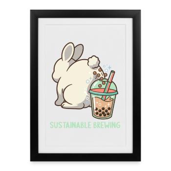 Cute Bunny Funny Boba Bubble Tea - Framed poster (27 × 37 cm) - black - Front