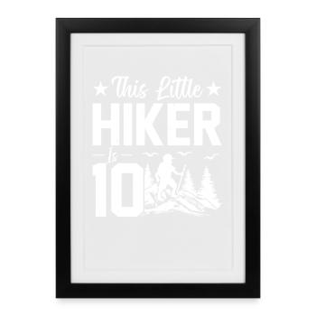 Hiking Kids 10th Birthday Outdoor Hiking Kids - Framed poster (27 × 37 cm) - black - Front