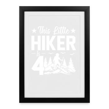 Hiking Kids 4th Birthday Outdoor Hiking Kids - Framed poster (27 × 37 cm) - black - Front