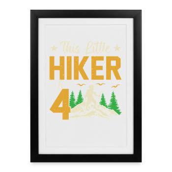 Hiking Kids 4th Birthday Adventure Hiking Kids - Framed poster (27 × 37 cm) - black - Front