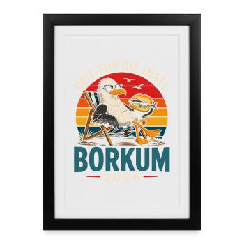 Borkum Insel Relax 2026 - Gerahmtes Poster (27 × 37 cm) - Schwarz - Vorne