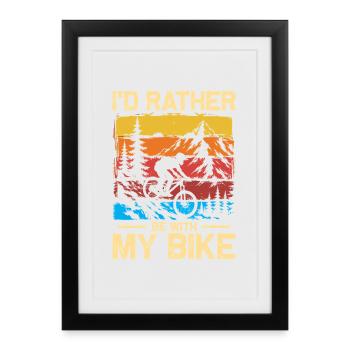 Sois avec mon vélo Vélo VTT Descente - Affiche encadrée (27 × 37 cm) - noir - Devant