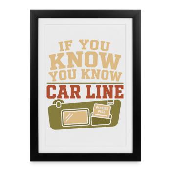 Cadeau de la ligne de pickup de l’école de mode de survie de la ligne de voitures - Affiche encadrée (27 × 37 cm) - noir - Devant