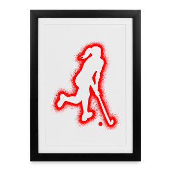 Hockey Floorball Women Kids Girls Field Hockey - Framed poster (27 × 37 cm) - black - Front