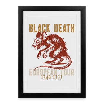 Tournée européenne de la peste noire 1346 1353 Médiévale - Affiche encadrée (27 × 37 cm) - noir - Devant