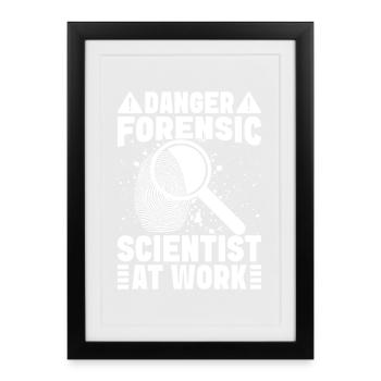 Analyste médico-légal, scientifique du danger à l’équipe de travail - Affiche encadrée (27 × 37 cm) - noir - Devant