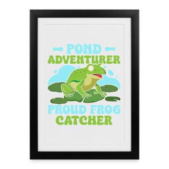 Attrape-grenouilles, Étang Aventurier Fier Grenouille - Affiche encadrée (27 × 37 cm) - noir - Devant