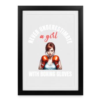 Boxer Girl Power - Framed poster (27 × 37 cm) - black - Front