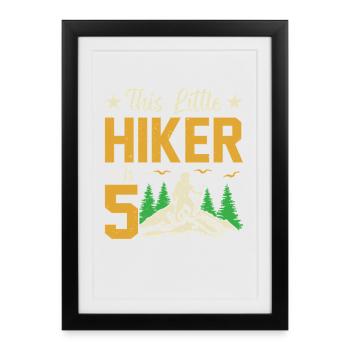 Hiking Kids 5th Birthday Adventure Hiking Kids - Framed poster (27 × 37 cm) - black - Front