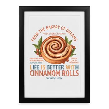 Petit-déjeuner brunch, café et la vie est meilleure avec - Affiche encadrée (27 × 37 cm) - noir - Devant