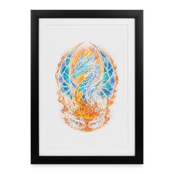 Souffleur de Verre, Dragon du Vitrail - Affiche encadrée (27 × 37 cm) - noir - Devant