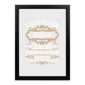 Legenden 2008 Vintage Geschenk zum 18. Geburtstag - Gerahmtes Poster (27 × 37 cm) - Schwarz - Vorne
