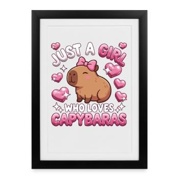 Juste une fille qui aime les capybaras - Affiche encadrée (27 × 37 cm) - noir - Devant
