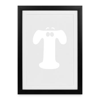 Caractères en T en grande taille | Logo T Drôle de T - Affiche encadrée (27 × 37 cm) - noir - Devant