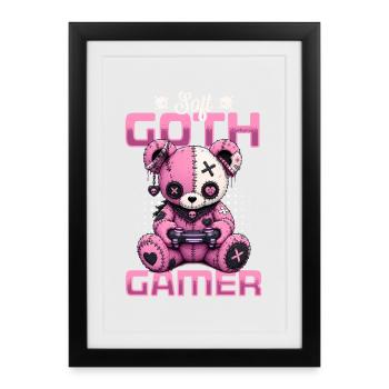 Pastel Goth Soft Goth Gaming Gamer - Affiche encadrée (27 × 37 cm) - noir - Devant