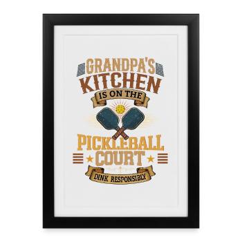 Grand-père Pickleball Cadeau de grand-père pour la fête des grands-parents - Affiche encadrée (27 × 37 cm) - noir - Devant