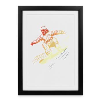 Style rétro du snowboardeur - Affiche encadrée (27 × 37 cm) - noir - Devant